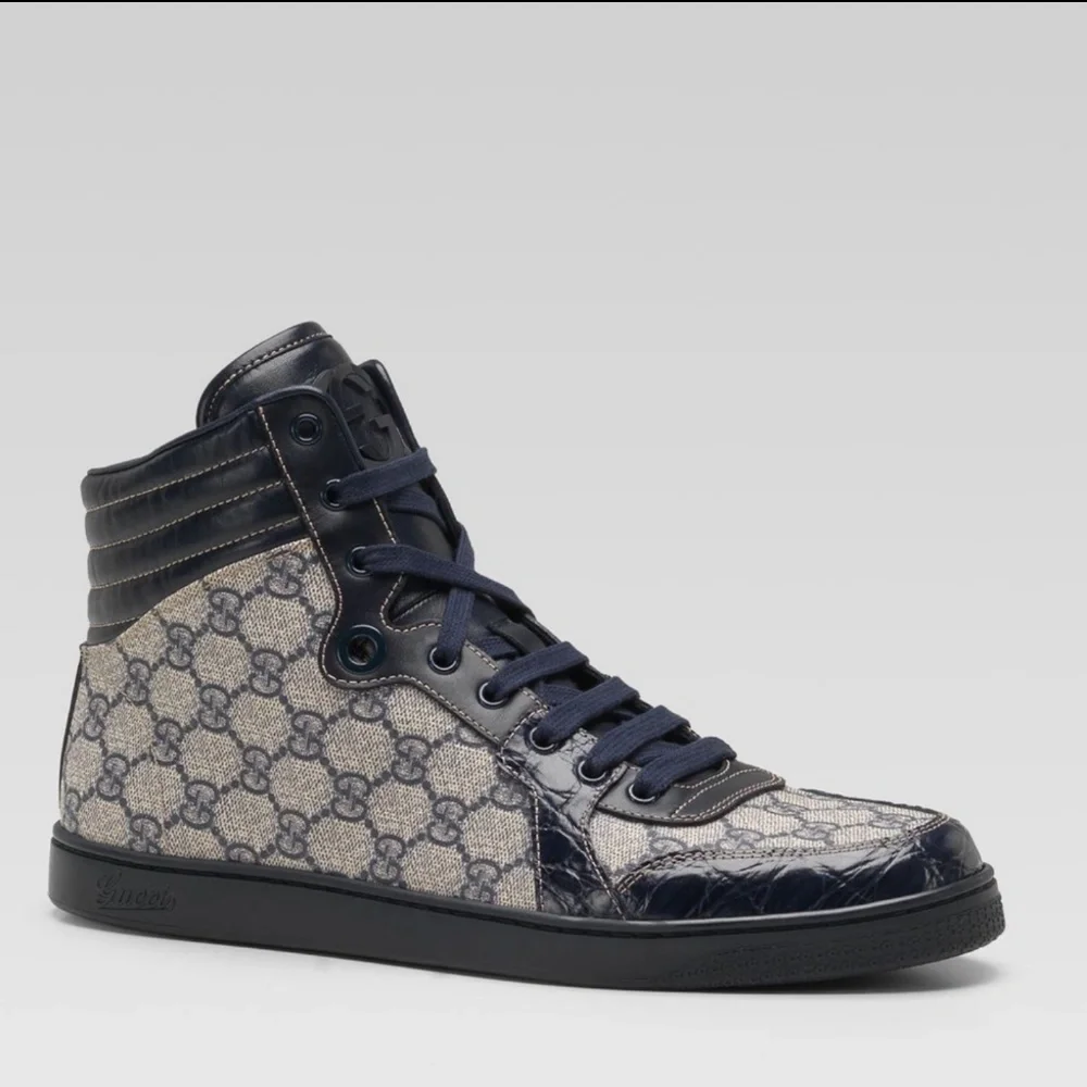 Gucci  Croc Embossed Leather Sneakers